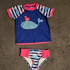 OP Kids Blue and Pink Whale Rashguard Set